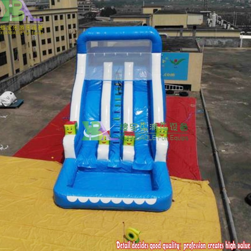 Manufacturer  Blue White jumping bouncy Water Toy Games Inflatable water park slides with pool