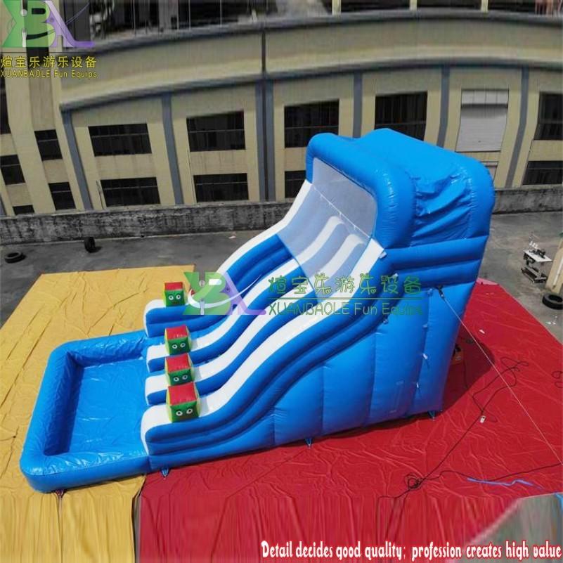 Manufacturer Magic Large Blue White jumping bouncy Water Toy Crush Games Inflatable water park slides with pool