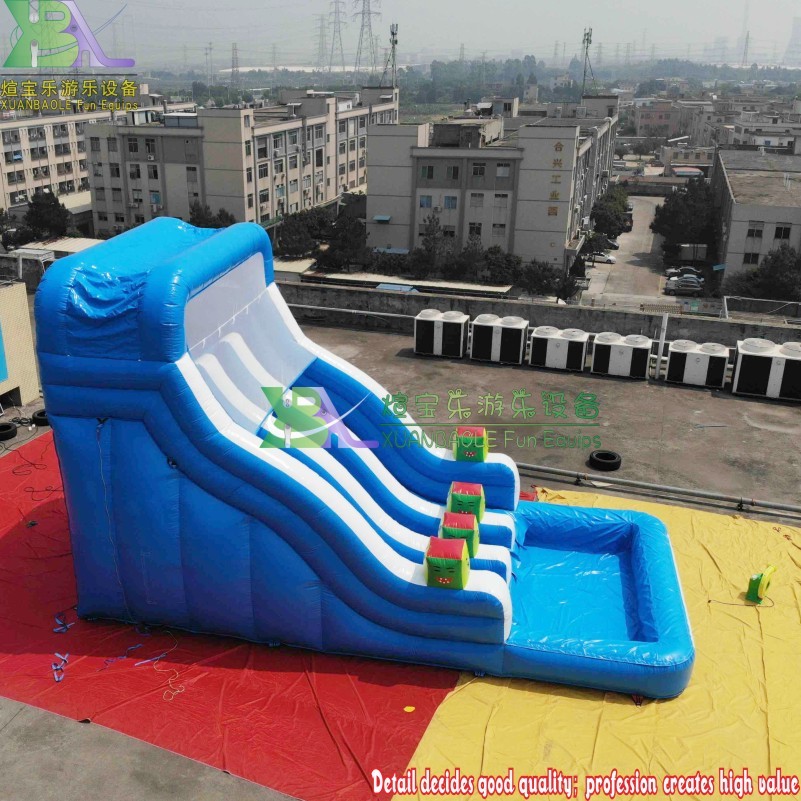 Manufacturer  Blue White jumping bouncy Water Toy Games Inflatable water park slides with pool