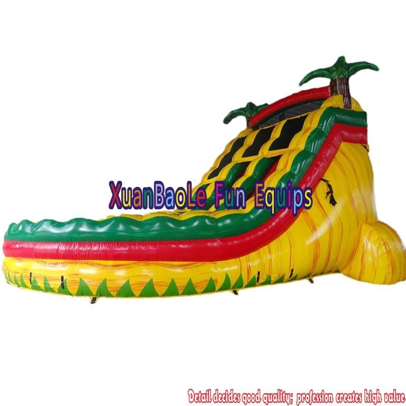 Commercial PVC Tarpaulin Dual Lane Yellow Marble Curved Inflatable Water Slide Inflatable Pool With Slides