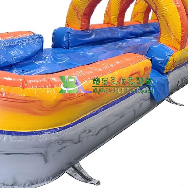 Yellow&Grey Marble Dual Lane Slip n Slide Garden Carnival Inflatable Wild Splash Pool Slide Water Slide