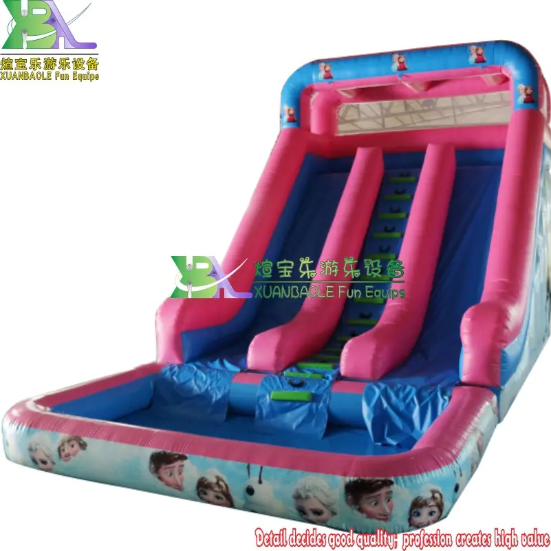 Inflatable Bouncy Slide With PVC Pool Snow Queen Frozen Theme Inflatable Wet Slide Commercial Used
