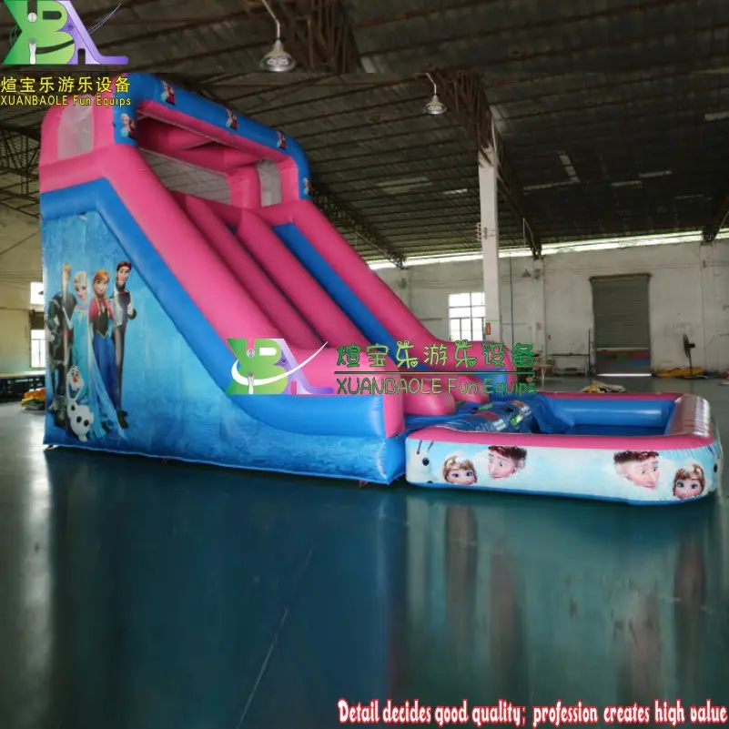 Inflatable Bouncy Slide With PVC Pool Snow Queen Frozen Theme Inflatable Wet Slide Commercial Used