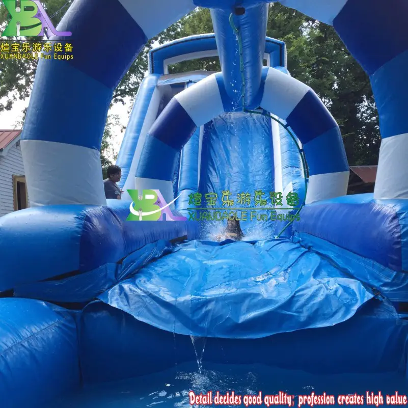 Garden Used Blue Crush Inflatable Water Slide With Slip n Slide, Inflatable Roaring River Water Slide Slip Slide