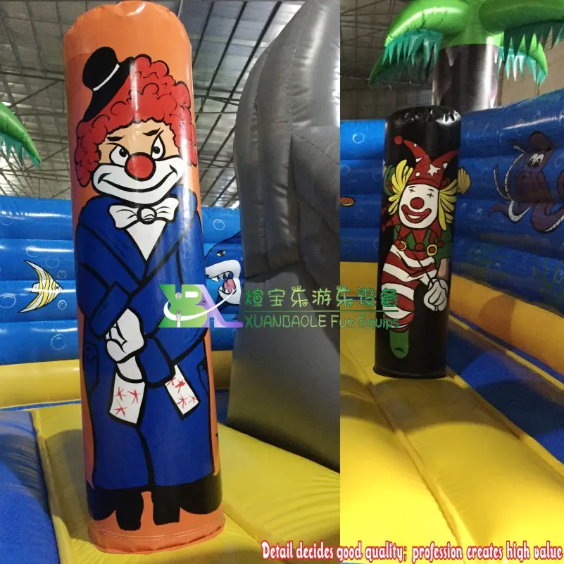 Circus Jumping Bouncer,Coconut Tree&Clown Theme Inflatable Moon Bounce House With Mini Slide Jumper For Children Party