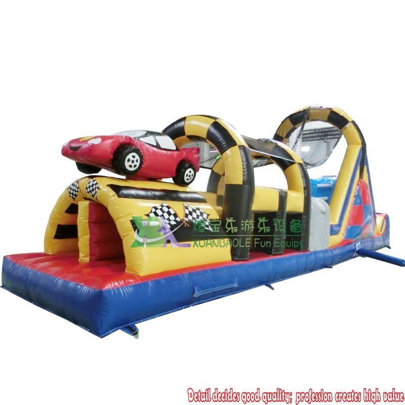 Fun Race Car Obstacle Course, Carnival interactive Inflatable Obstacle Run Challenge Sport Game