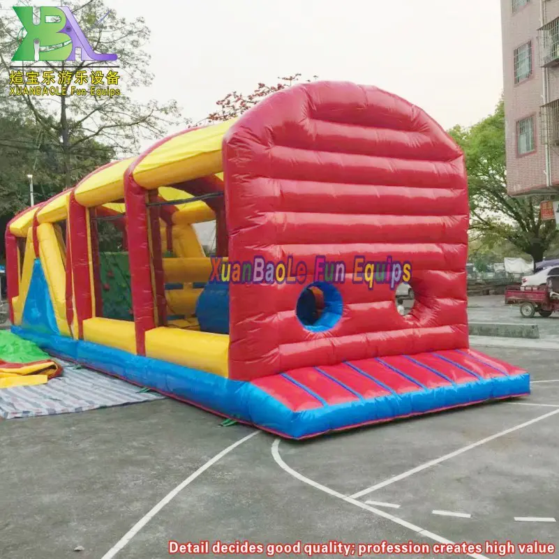 50ft Adult Xtreme Challenge Inflatable Assault Course, Roof Bouncy Slide Obstacle Course