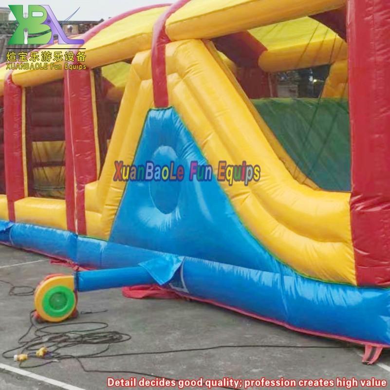 50ft Adult Xtreme Challenge Inflatable Assault Course, Roof Bouncy Slide Obstacle Course