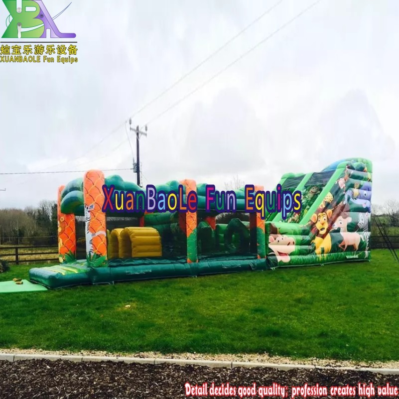 Jungle Adventure Themed Obstacle Course Inflatable Amusement Park/ Event
