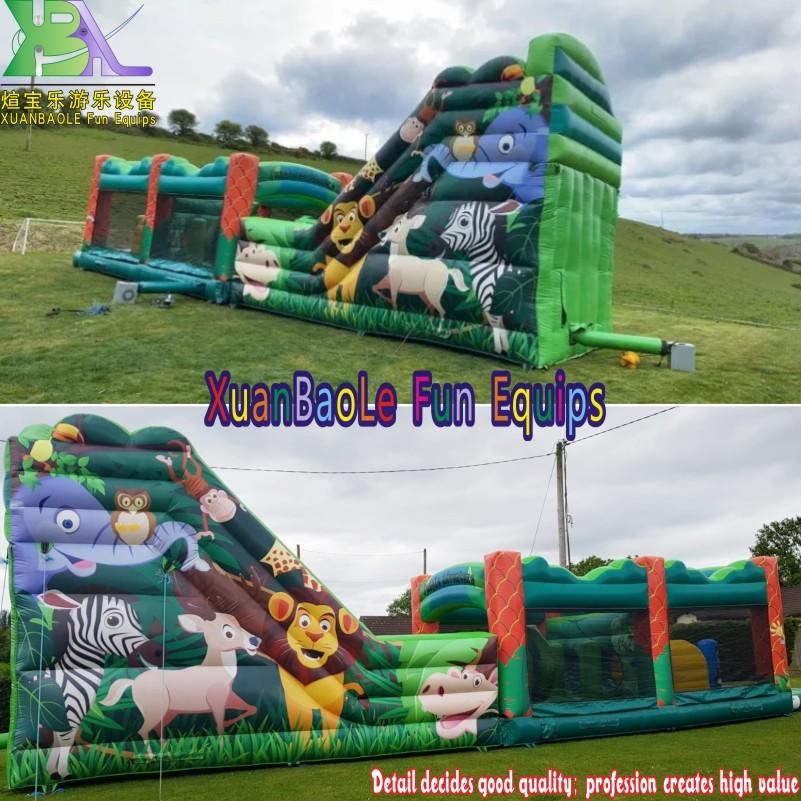 Fully Enclosed Jungle Adventure Themed Obstacle Course Inflatable Amusement Park/ Event Or Rentals