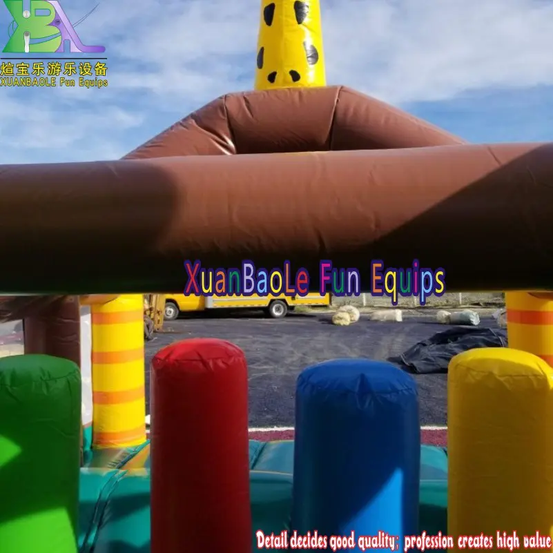 Rush Palm Tree Theme Obstacle Course , Inflatable Jungle Challenge Obstacle Course