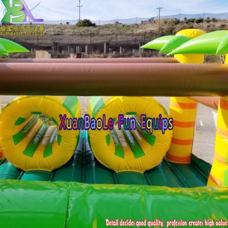 Rush Palm Tree Theme Obstacle Course , Inflatable Jungle Challenge Obstacle Course