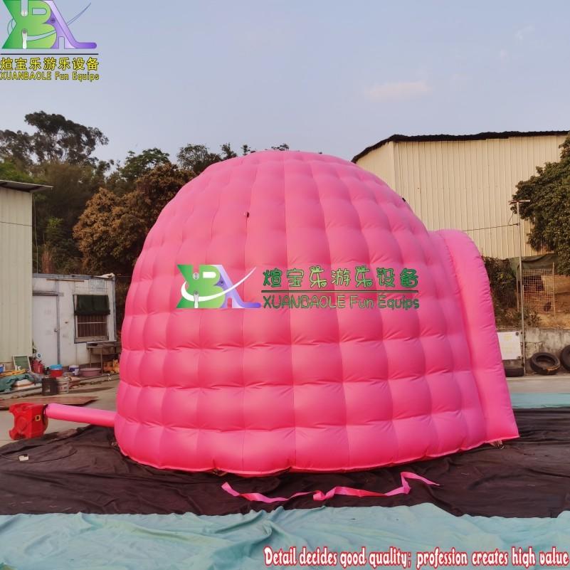Romantic Pink inflatable igloo dome tent with heavy duty pvc tarpaulin material for party events