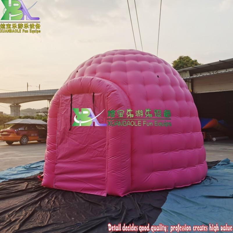 Romantic Pink inflatable igloo dome tent with heavy duty pvc tarpaulin material for party events