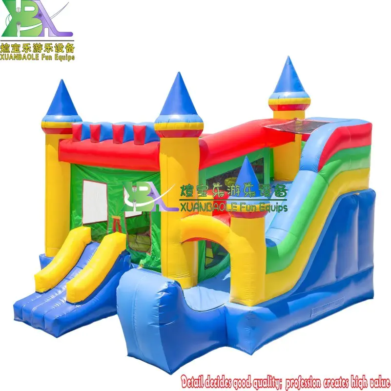 inflatable air castle bounce multiplay combo with slide for commercial use popular in Dubai