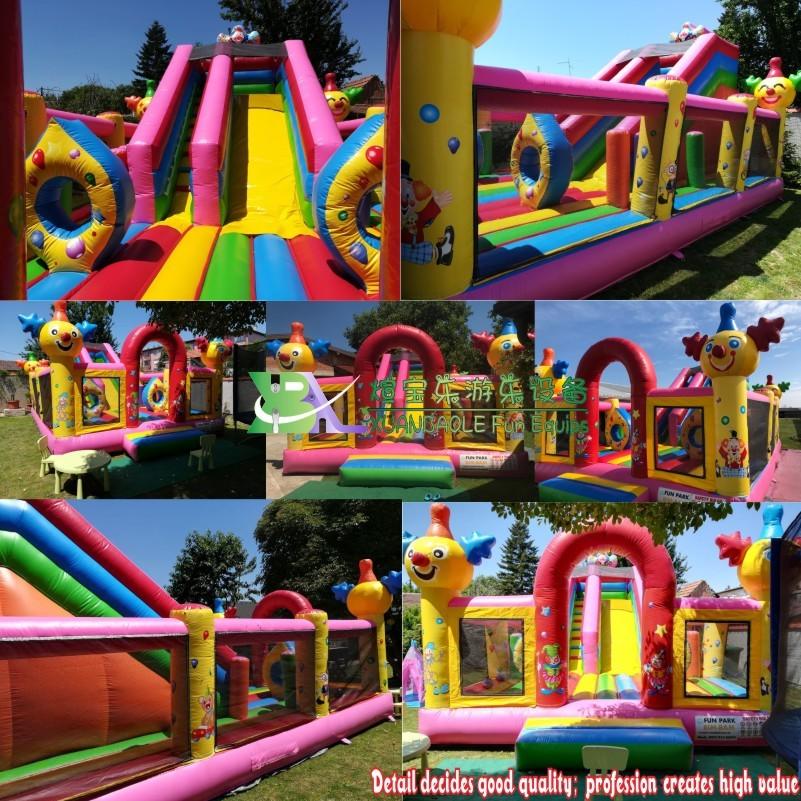 8x5m Outdoor Circus Inflatable Bounce House Fun Inflatable Clown Jumping Castle With Slide Commercial Inflatable Combo