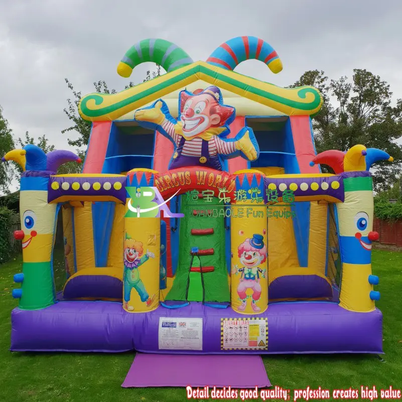 Circus Commercial Funny Inflatable Bouncer Slide Kids Inflatable Dry Slides