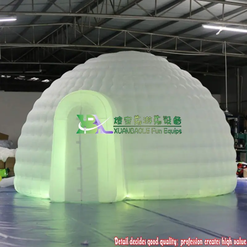 5-6-8m 210D Oxford Fabric Cloth LED Lights Inflatable Igloo Dome Tent With Air Blower For Party , Wedding