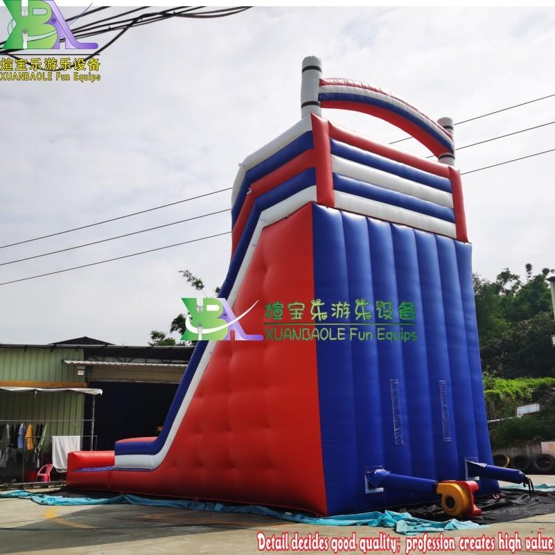 inflatable dual lane pool slide, Red&Blue Crush Bouncy Water Falls Wet Slide With Pool
