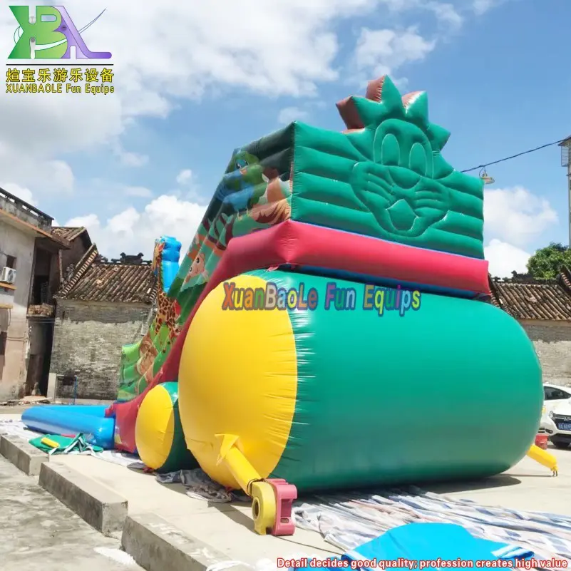 Dual lane Safari Theme toboggan gonflable waterslide Bouncy Jumpers inflatable water slide with detachable pool