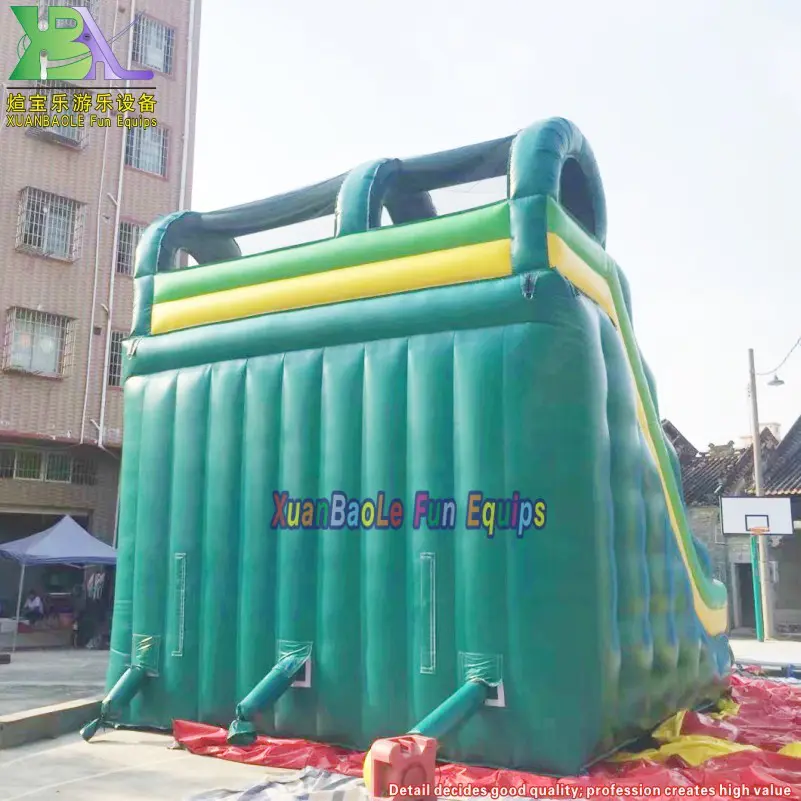 Deep Green Single Lane Screamer Inflatable water slides/ Splashdown Inflatable Water slide with detachable pool