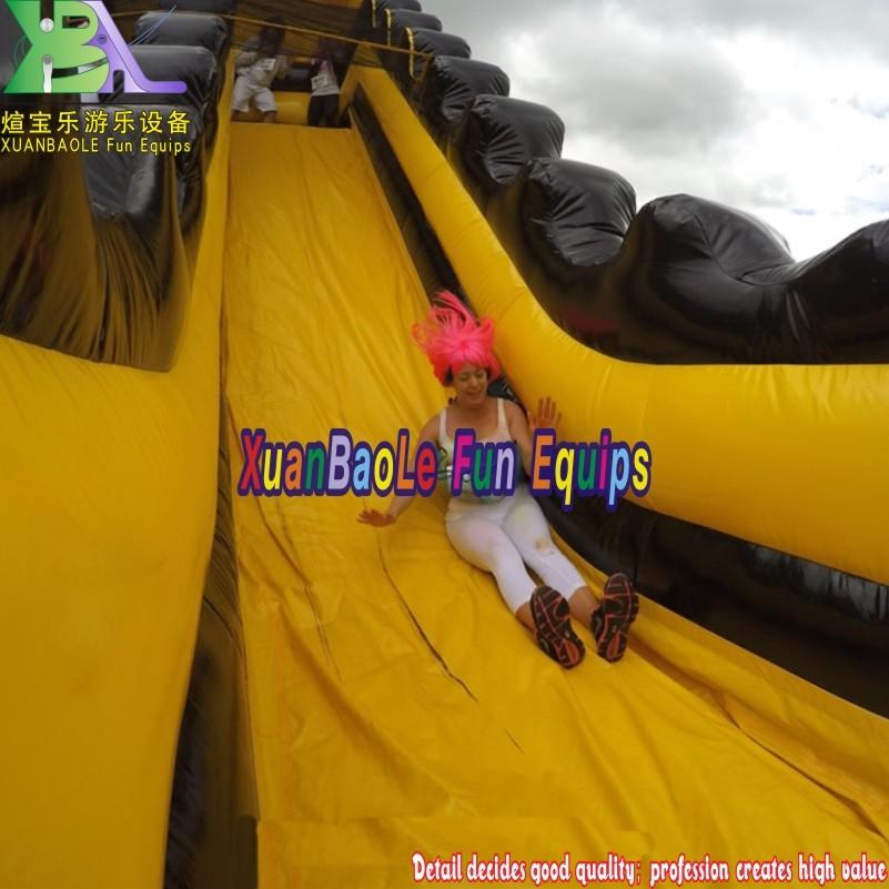 Warning Sign logo design inflatable water slide Black yellow dual lane inflatable climbing waterslide for kids and adults