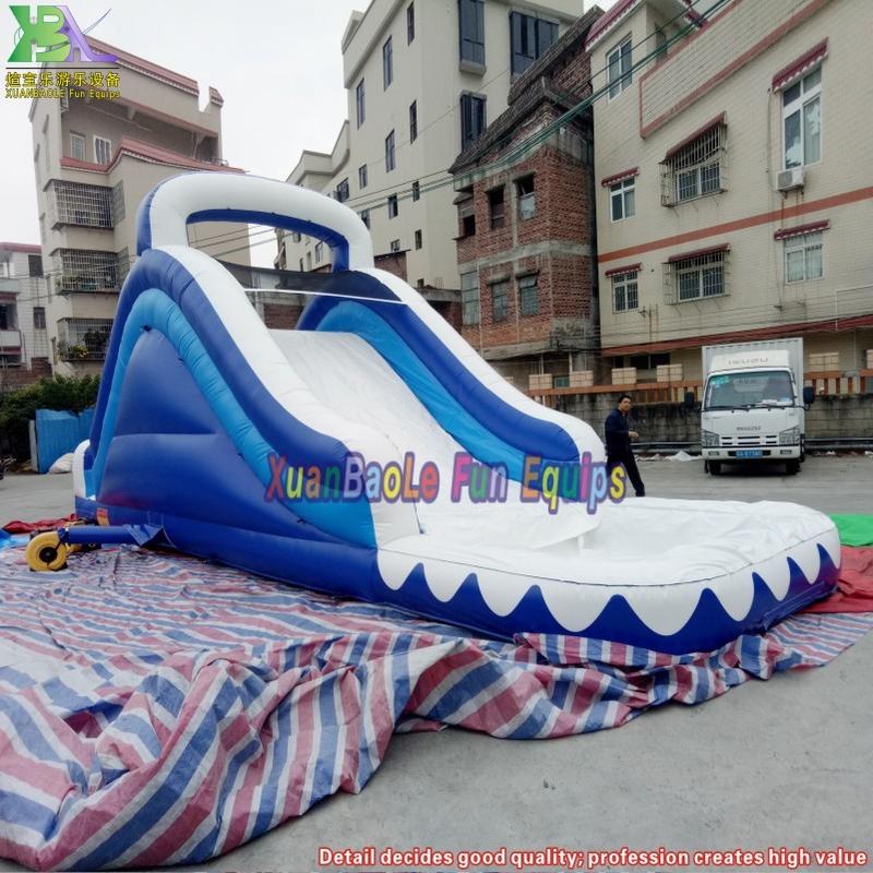 Manufacturer Home Used Blue White jumping castle toy Crush Running Bouncy Slide Games Inflatable Water Slides With pool
