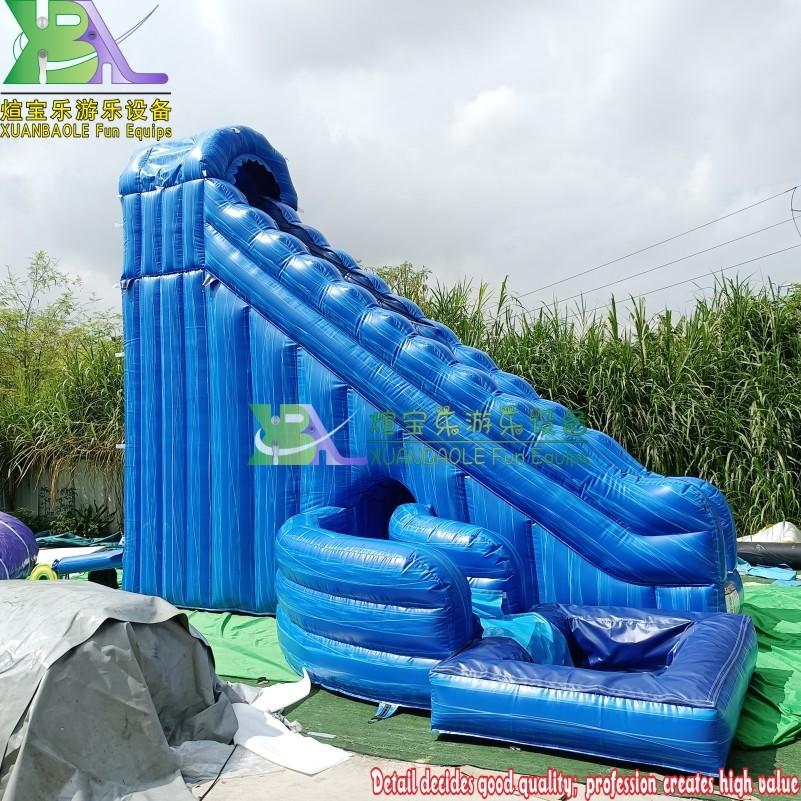 Blue Marble Hurricane Inflatable Waterslide 26' Inflatable Water Slide With Pool Big Water Slide