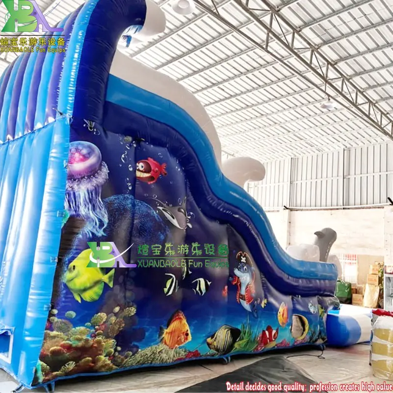 Underwater Inflatable Pool Slide Water Park For Kids, Ocean World Fantastic Water Slide With Pool