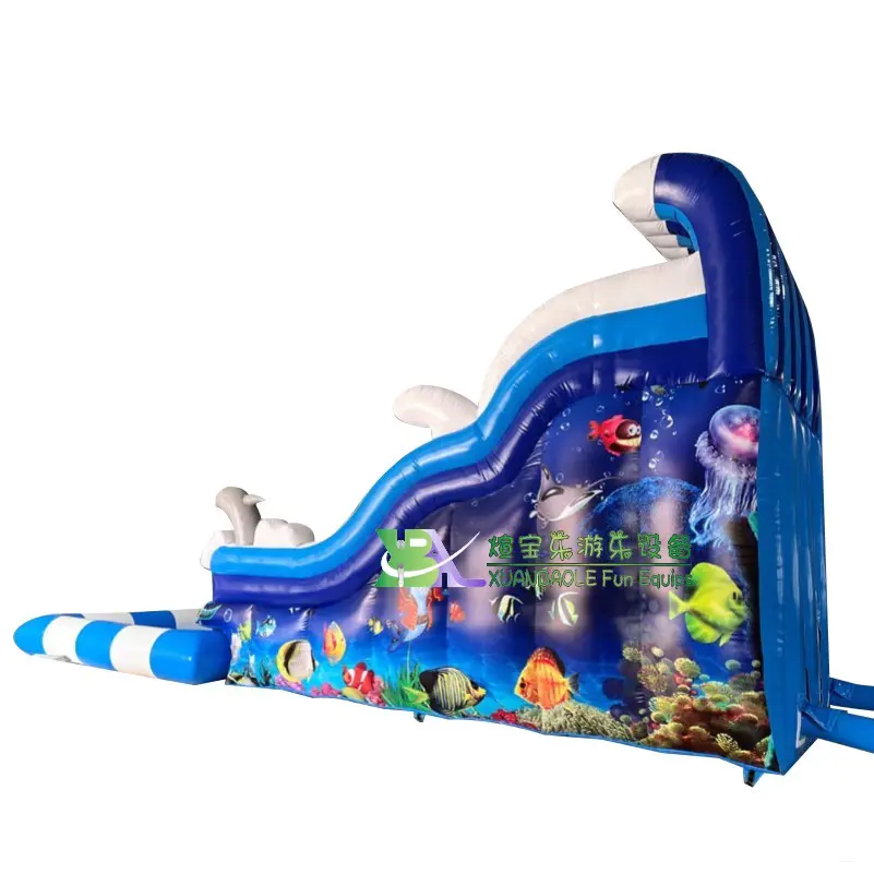 Underwater Inflatable Pool Slide Water Park For Kids, Ocean World Fantastic Water Slide With Pool