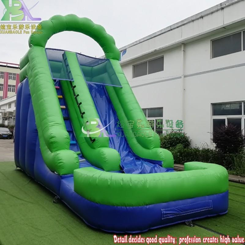 Home Used Mini Inflatable Bouncy Wet Slide/ Small Green&Blue Inflatable Castle Water Slide With Pool