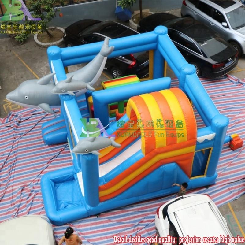 Outdoor Toy Shark Theme Amusement Park jumping bouncer Combo/ Inflatable bouncing castle with slide
