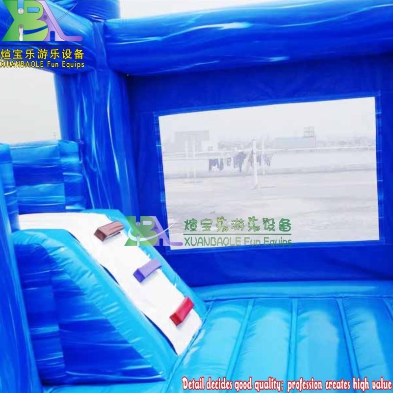 Factory Quality Blue Marble PVC Giant Outdoor Kids Inflatable Combo Bouncy Castle Double Lane Slides