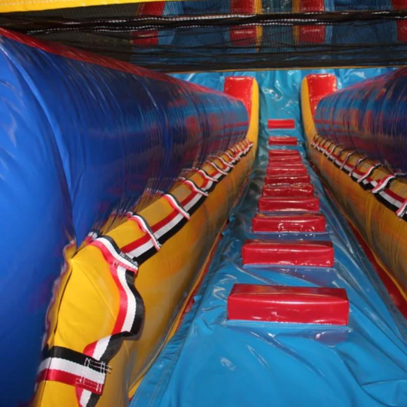 Backyard Double Lane Water Slide Inflatable Bounce Houses & Bouncy Water Slides With Two Jump Pools