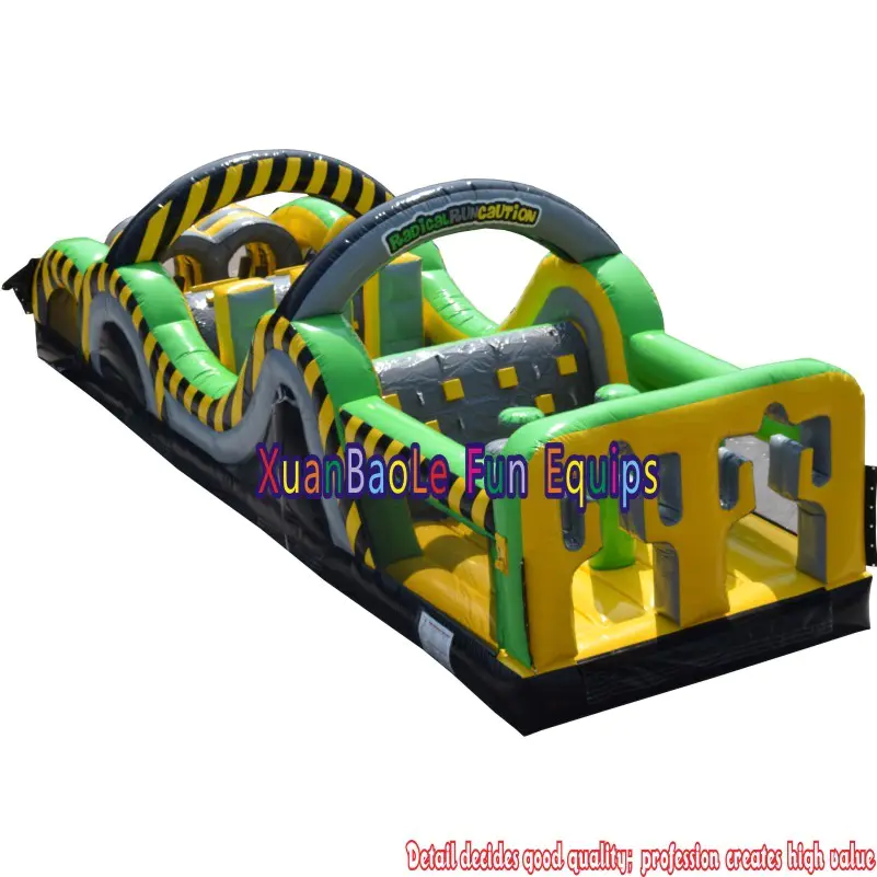 35' Caution Course Inflatable Obstacle Course, Commercial Heavy Duty Radical Rush Bouncy Course For Kids or adults