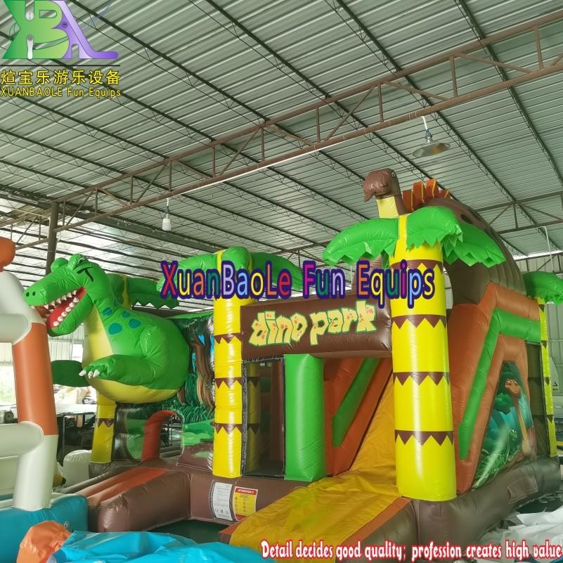 Children Multi-play Dinosaur Bouncy Castle Backyard Amusement Jump House, Jungle Dino Park Inflatable Bouncer Combo