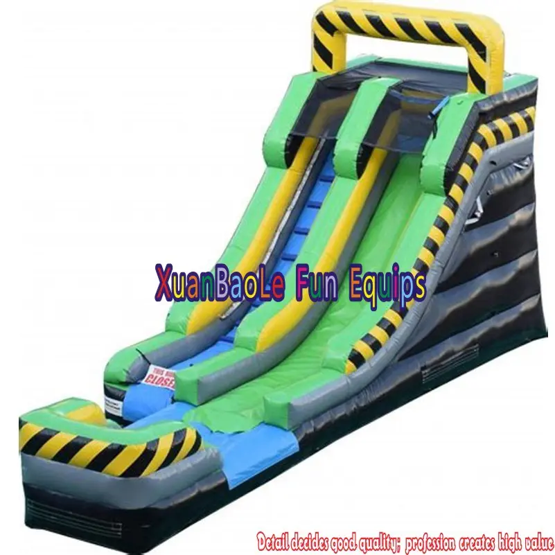 inflatable Caution passion water slide with pool, Inflatable Water Fun Slide