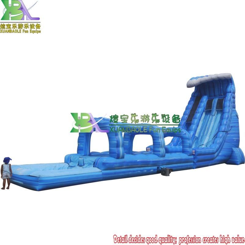 Mega Blue Crush Screamer Water Slide, Marble Huge Inflatable Water Slip N Slide With Pool For Rental Business