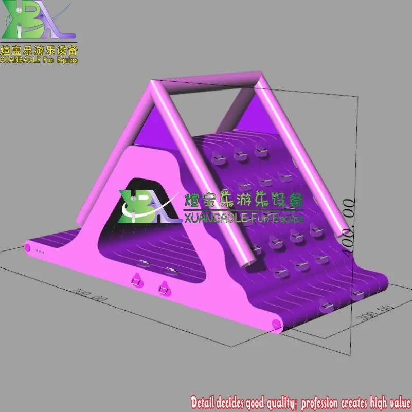 New type Sea Lake Floating Triangle Water Slide Island, Pink&Purple Inflatable Floating Swimming Pool Slide In Water Play Equipment