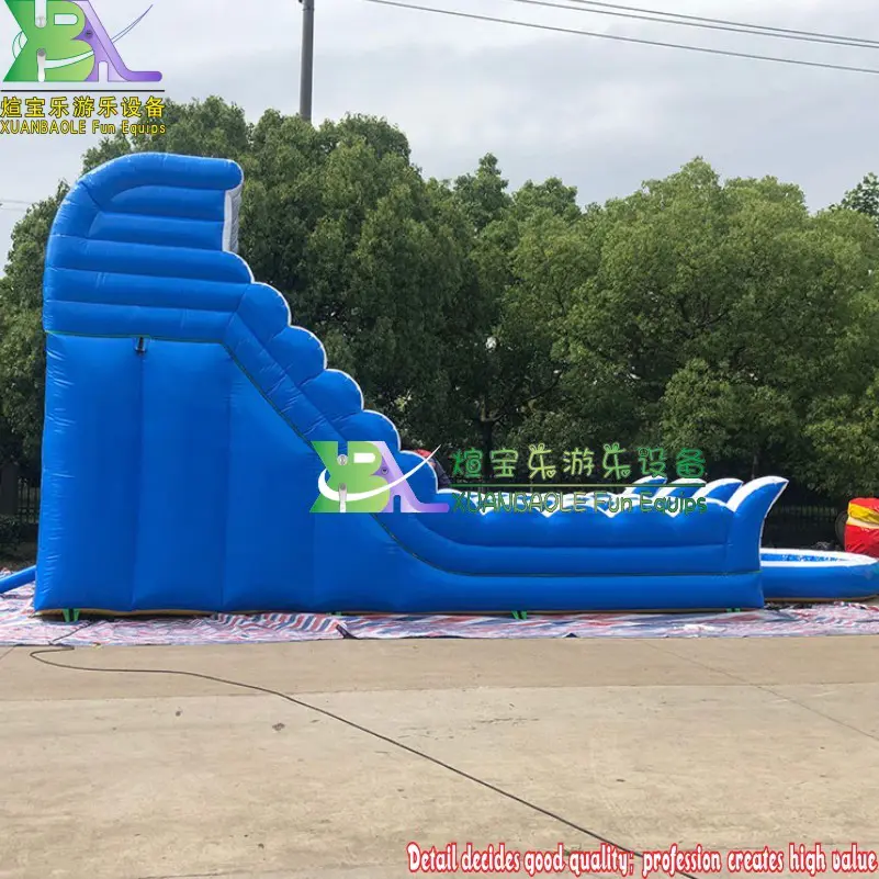 20ft Blue Waves Commercial Inflatable Water Slides And Pool Dual Lane Ladder