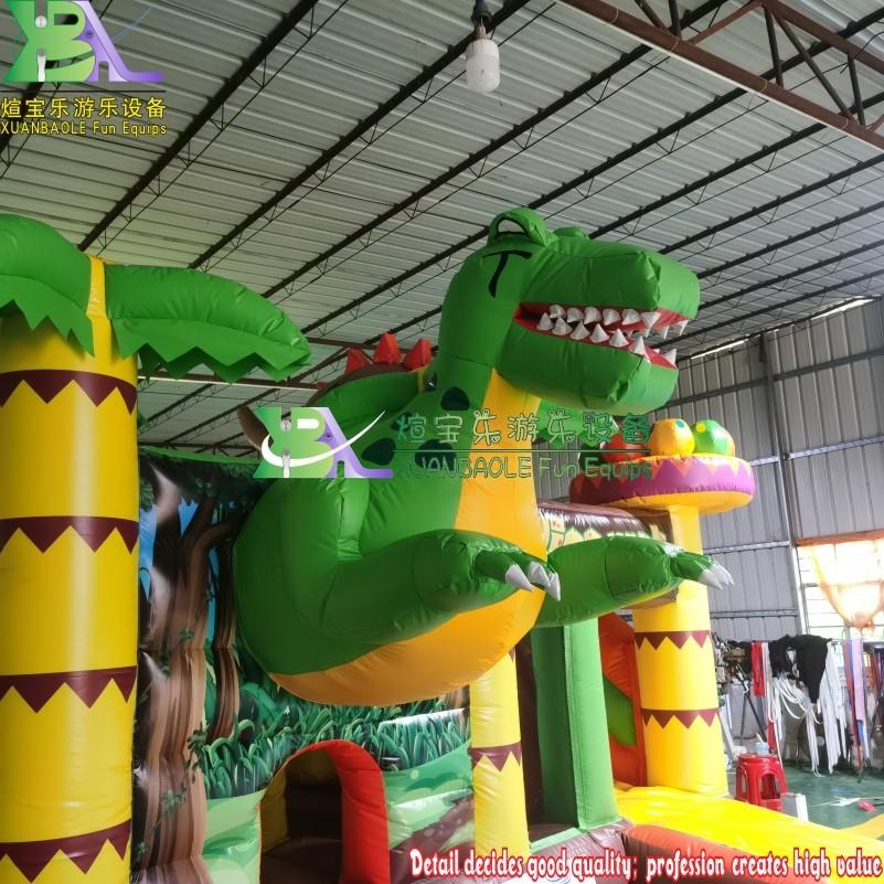 Dino Park Children Amusement Play Center Dinosaur Jumping Castle Inflatable Commercial Air Slide Combo