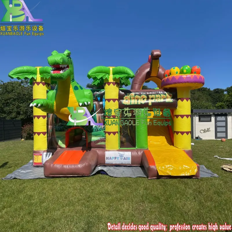Dino Land Children Amusement Play Center Dinosaur Jumping Castle Inflatable Commercial Air Slide Combo