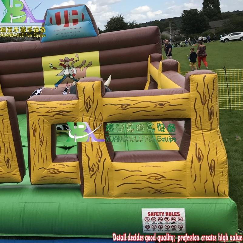 Adult Playing Inflatable Mechanical Bull , PVC Tarpaulin Western Cowboy Air Bouncer Mat Mechanical Rodeo Bull For 1 Person