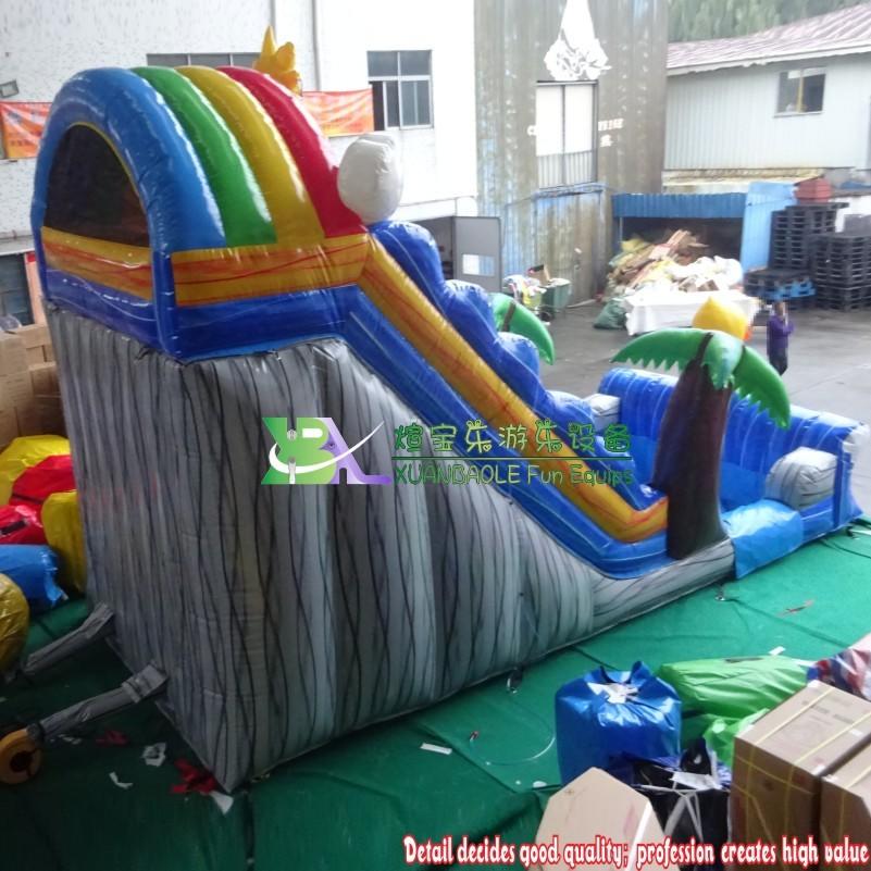 Factory Manufacture custom durable tarpaulin blue&grey marble PVC water slide lovely rubber duck inflatables water park