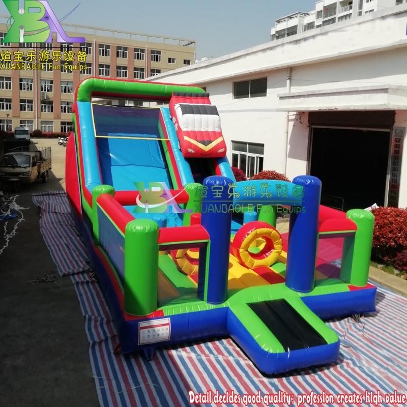 Big inflatable Race Car Bounce House With slide , Amusement Park Fun Equips Bouncy Slide Combo Playground for kids play