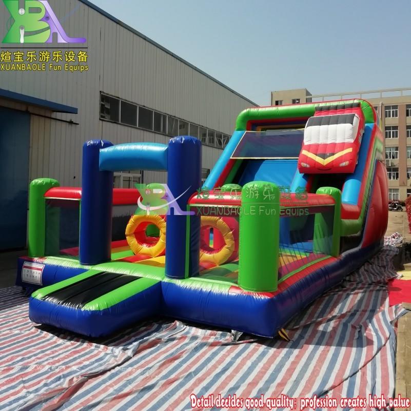 Big inflatable Race Car Bounce House With slide , Amusement Park Fun Equips Bouncy Slide Combo Playground for kids play