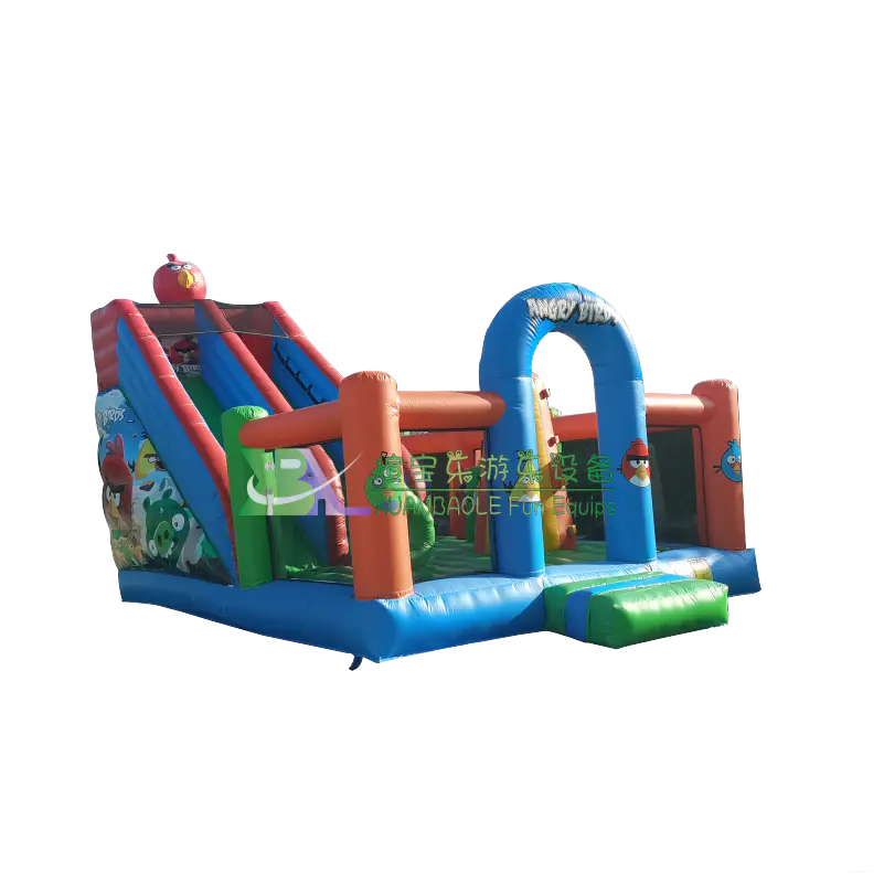 Inflatable Angry The Birds Combo Bouncer With Slide, Large Inflatable Jumping Bouncer Combo Bouncy Castle For Kids