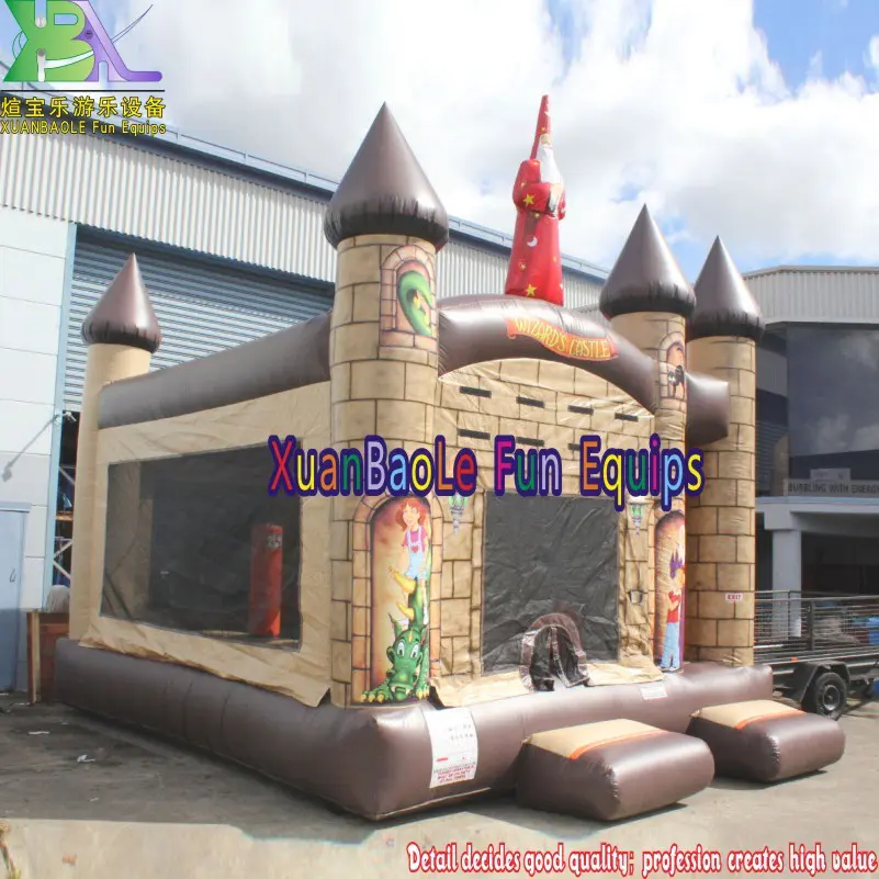 Wizard's Castle Combo Bounce House For Kids Rental Party, 4 in 1 Inflatable Jumping Bouncer Combo