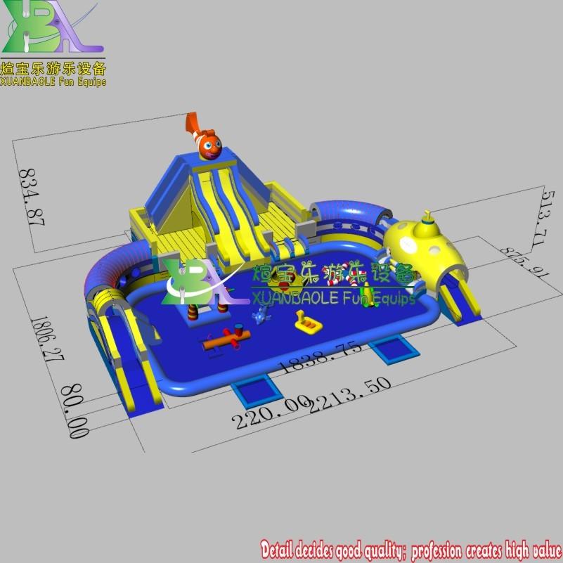 Russia Amusement Inflatable Bouncer Water Slide For Kids Submarine Theme Inflatable Water Mobile Land Park