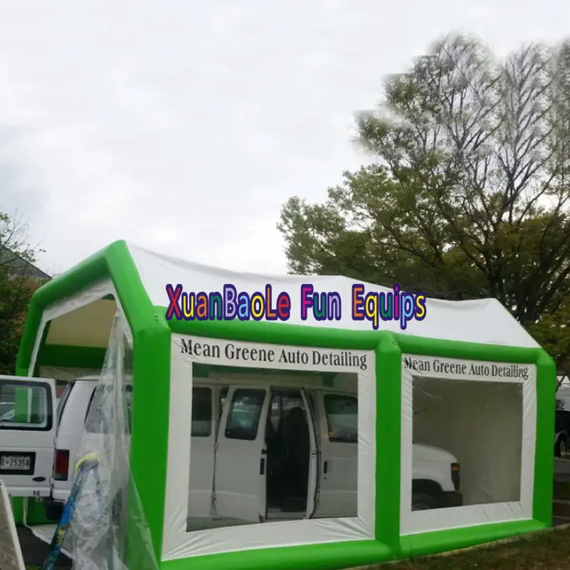 Automobile inflatable giant car workstation /Light Green&White PVC inflatable spray paint booth / Car Cover Wash Garage Tent